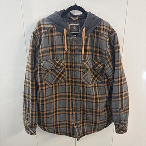 Legendary Whitetails Hoodie Shirt Jacket XL Gray Orange Plaid Flannel Shacket